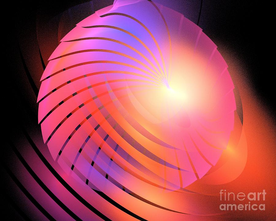 Abstract Digital Art - Pink Orange Globe by Kim Sy Ok