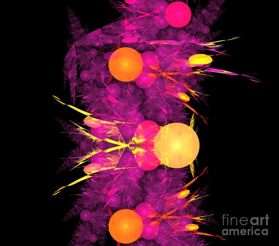Abstract Digital Art - Pink Orange Planets by Kim Sy Ok
