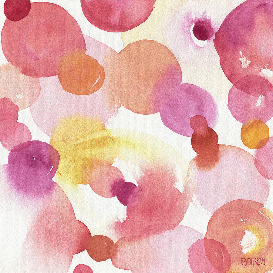Pink Orange Yellow Abstract Watercolor Painting by Beverly Brown