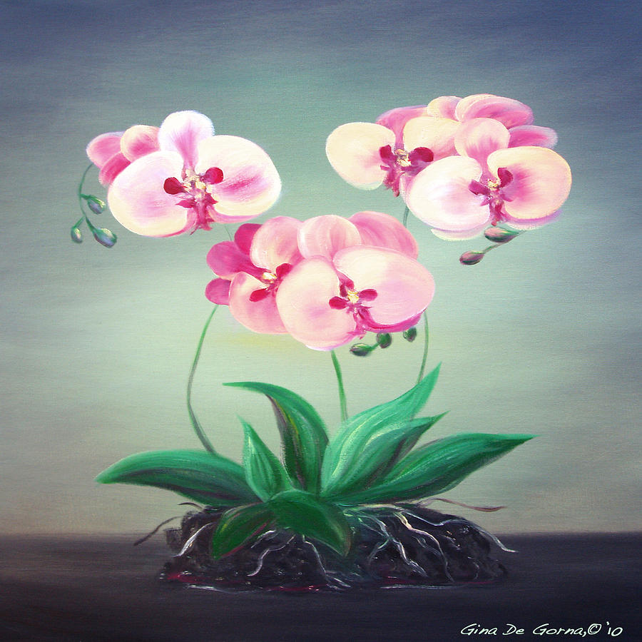 Pink Orchids 2 Painting by Gina De Gorna