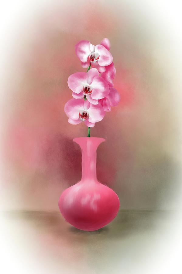 Pink Orchids Mixed Media by Mary Timman
