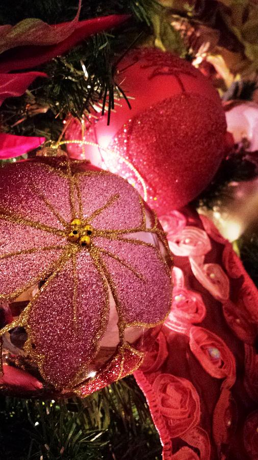 Pink Ornaments Holiday Card Photograph