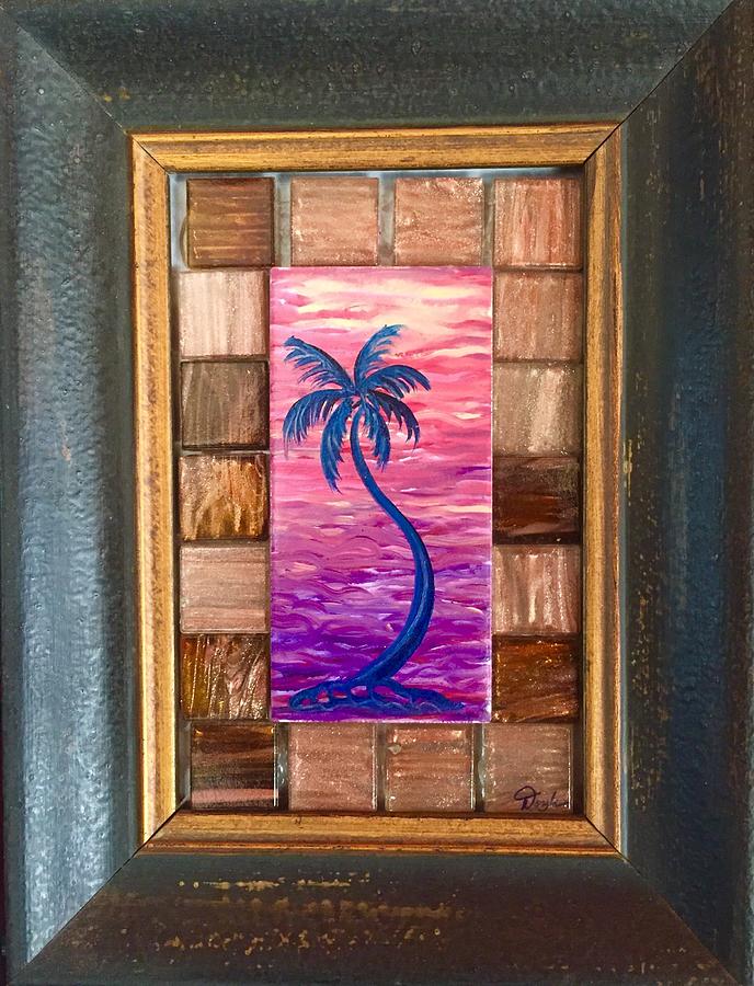 Pink Painting - Pink Palm Tree Framed by Karen Doyle Pink Painting - Pink Palm Tree Framed by Karen Doyle