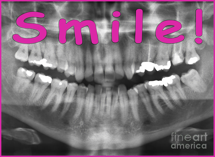 Pink Photograph - Pink Panoramic Dental X-ray with a smile  by Ilan Rosen