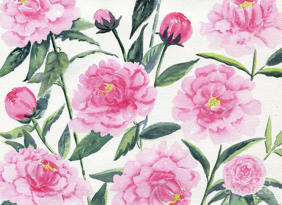 Pink Peonies Painting by Melly Terpening