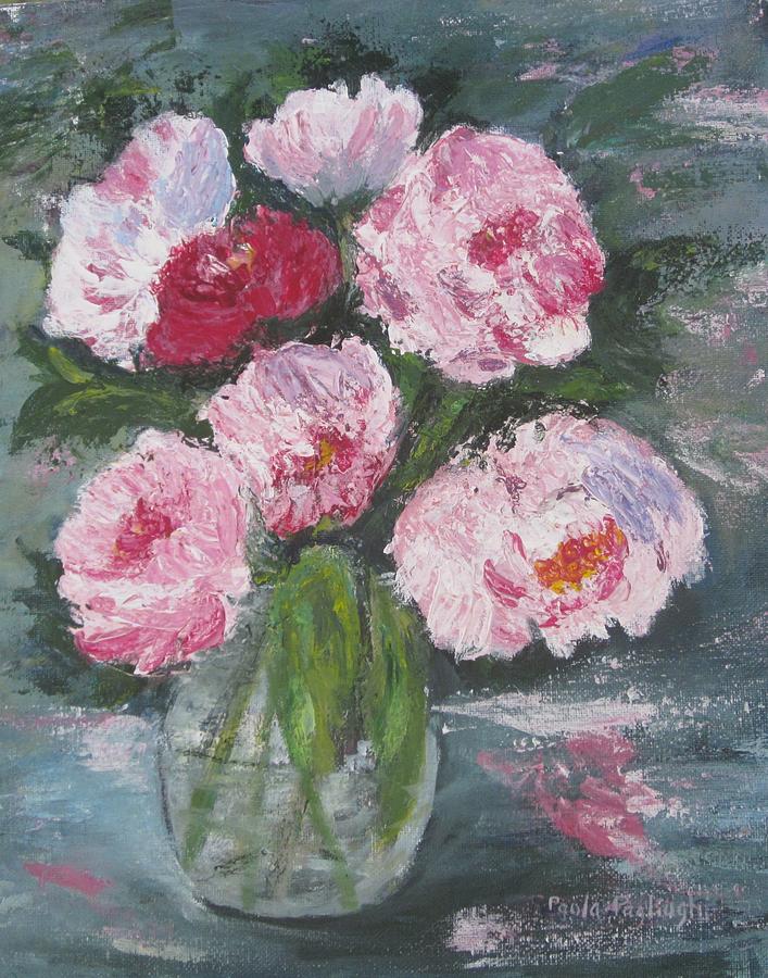 Pink Peonies Painting by Paula Pagliughi
