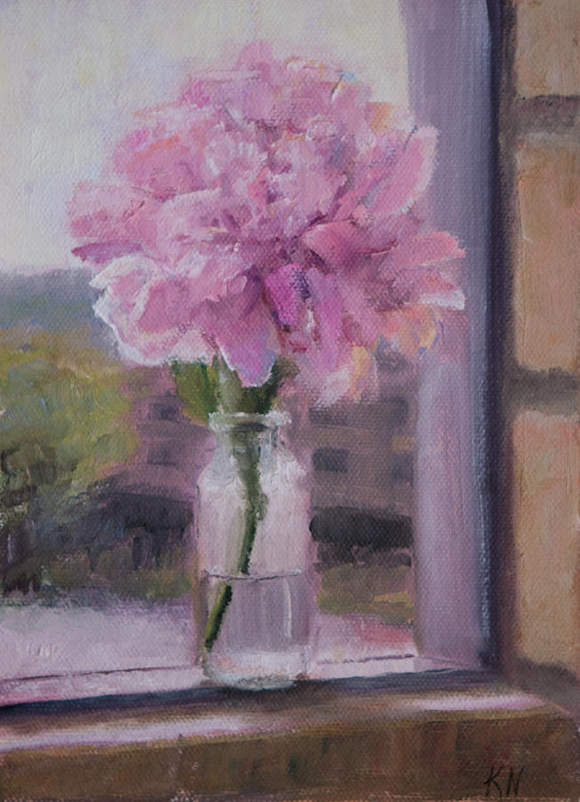 Still Life Painting - Pink Peony  by Katherine Seger