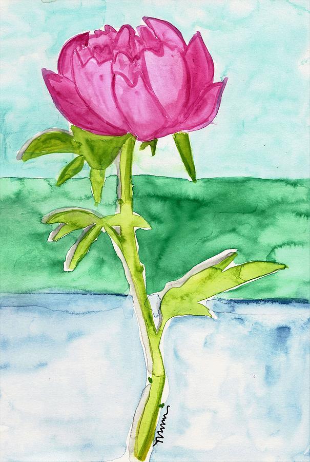Pink Peony Painting by Monica Martin