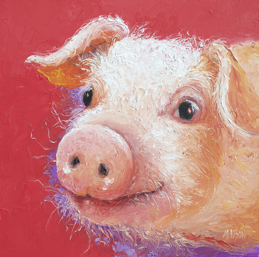 Impressionism Painting - Pink Pig painting by Jan Matson