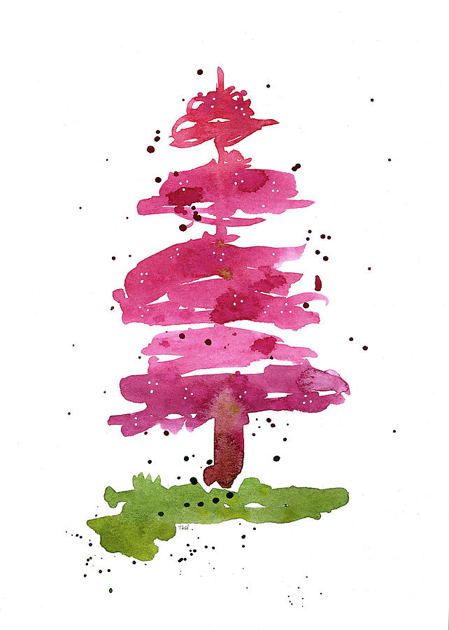 Pink Pine Tree Painting by Tonya Doughty