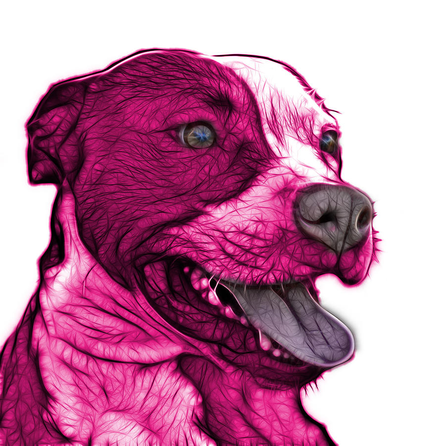 Pink Pit Bull Fractal Pop Art - 7773 - F - WB Mixed Media by James Ahn