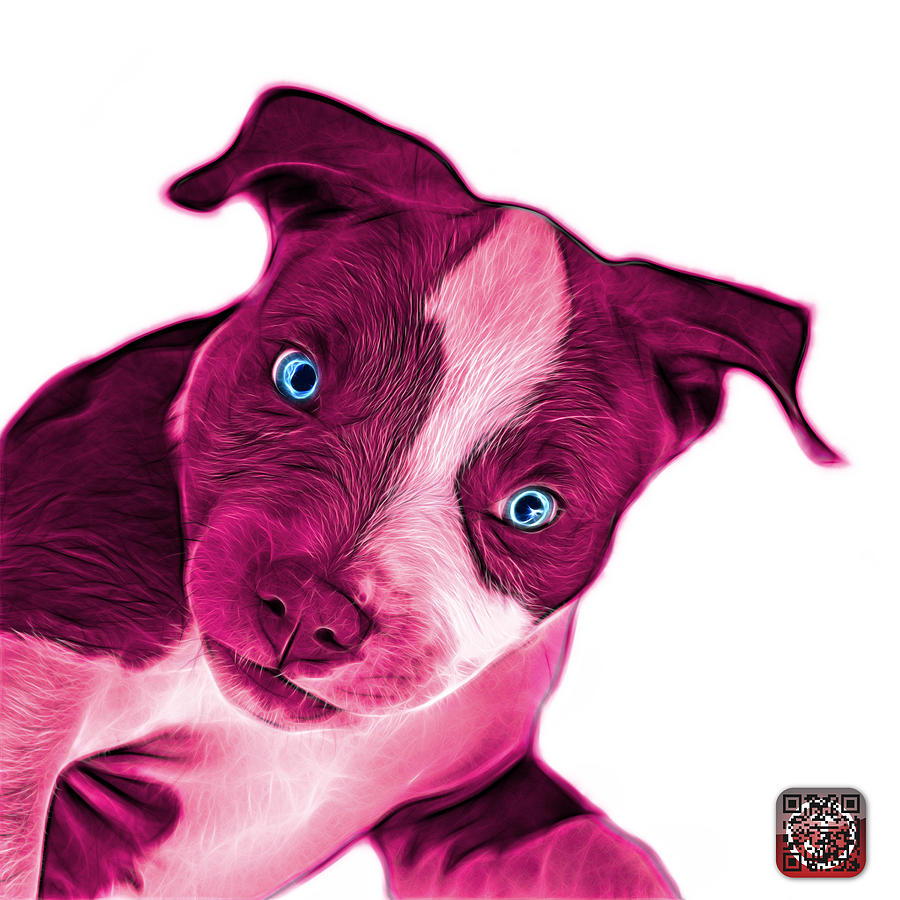 Pink Pitbull Dog Art 7435 - Wb Painting by James Ahn