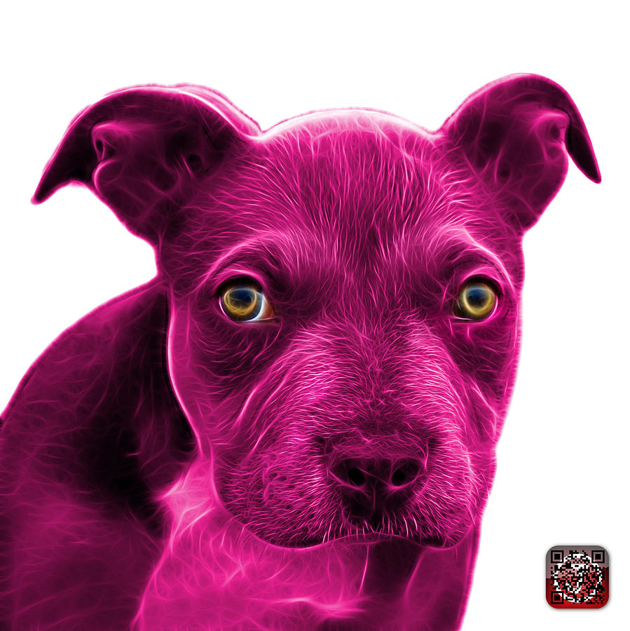 Pink Pitbull puppy pop art - 7085 WB Painting by James Ahn