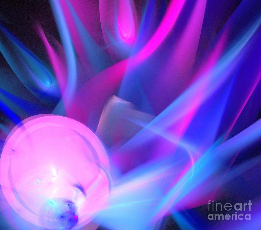 Abstract Digital Art - Pink Plant Orb by Kim Sy Ok