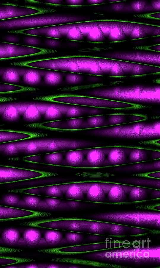 Pink Pods Adrift In Electric Green Waves Digital Art
