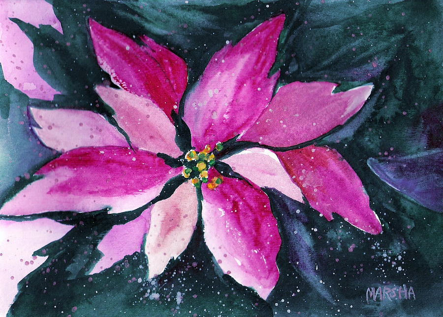 Pink Poinsettia Painting by Marsha Woods