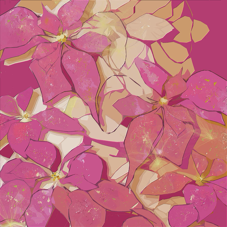 Pink Poinsettias Digital Art by Gina Harrison