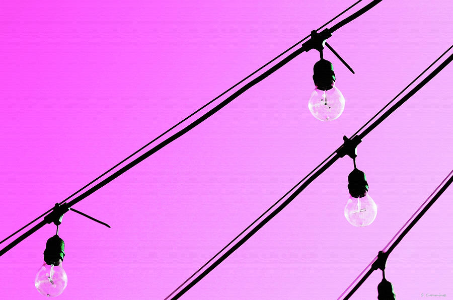 Pink Pop Art Light Bulbs - Sharon Cummings Painting by Sharon Cummings