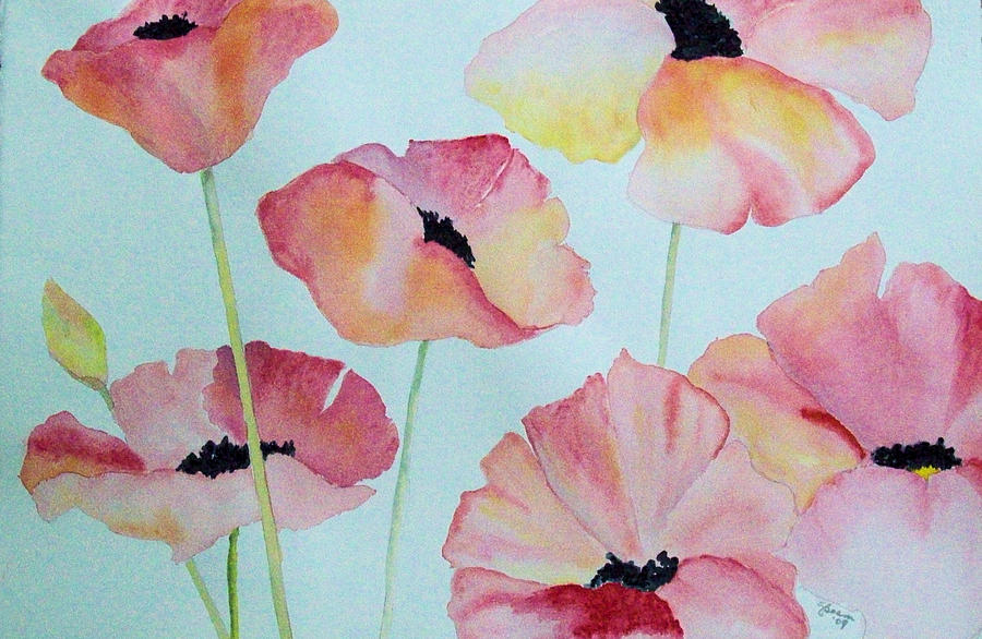 Pink Poppies Painting by Elise Boam