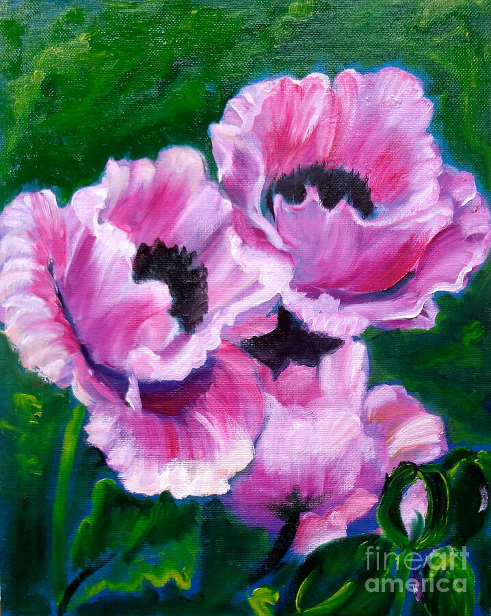 Pink Poppies Painting by Jenny Lee