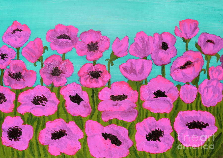 Pink poppies, painting Painting by Irina Afonskaya