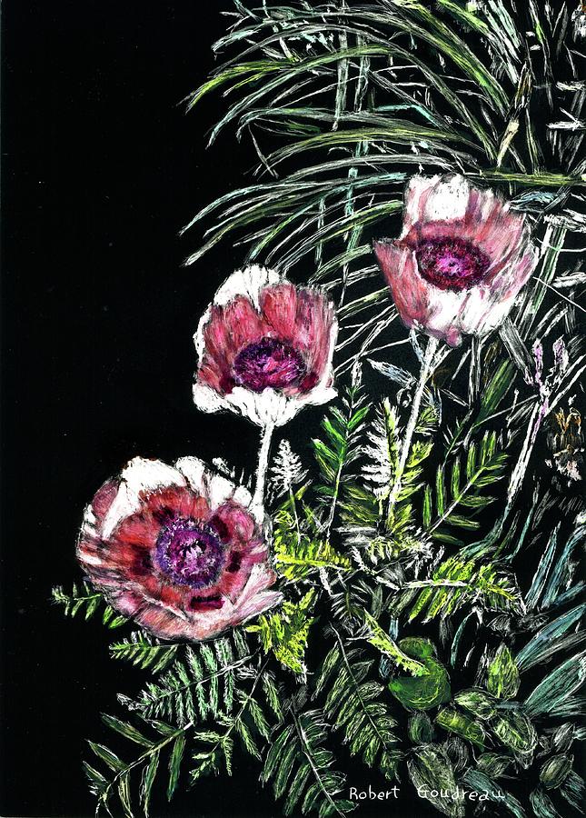Greenery Painting - Pink Poppies by Robert Goudreau Greenery Painting - Pink Poppies by Robert Goudreau