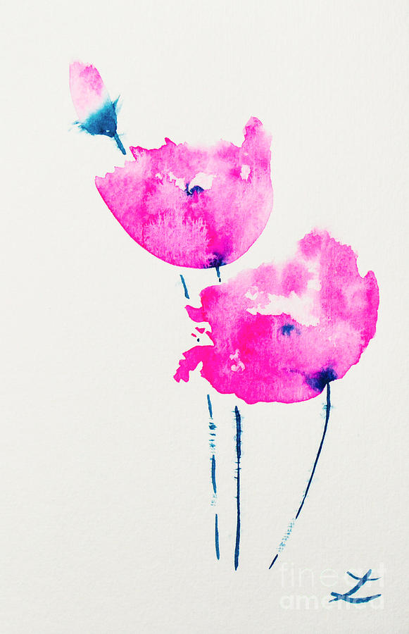 Pink Poppies Painting by Zaira Dzhaubaeva