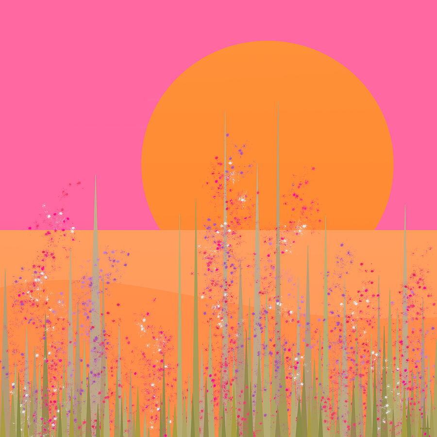 Pink Prairie Flowers Digital Art by Val Arie