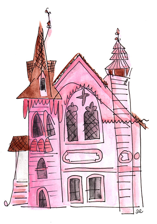 Pink Presbyterian Church  Painting by Anna Elkins