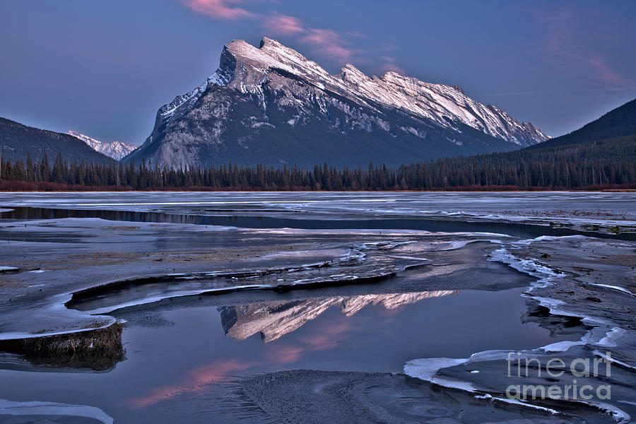Pink Puffs Over Rundle Photograph by Adam Jewell