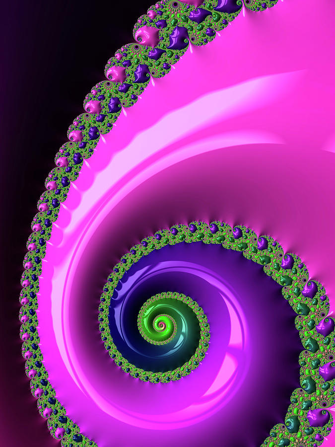 Pink Purple And Green Fractal Spiral Photograph