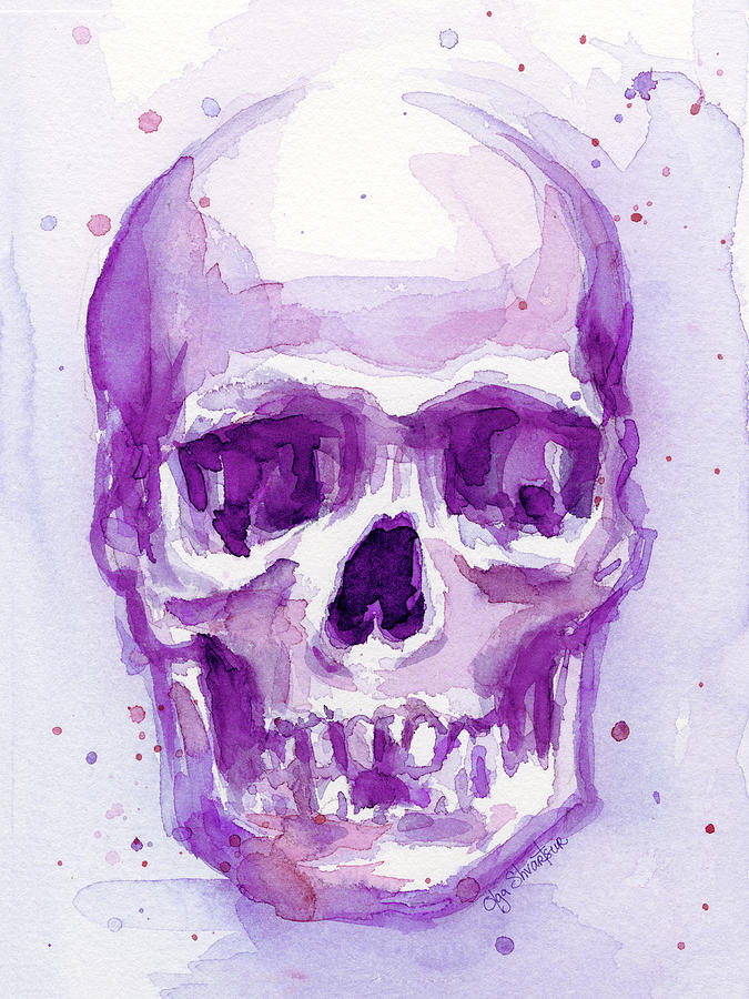 Skull Painting - Pink Purple Skull by Olga Shvartsur
