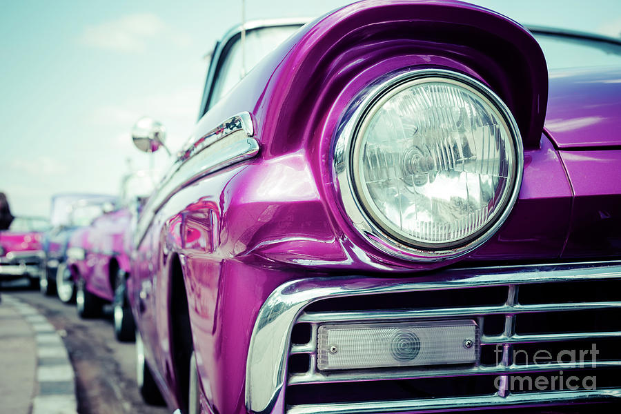 Pink Retro Car Photograph