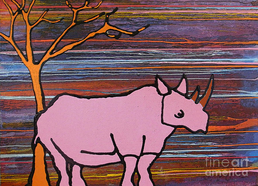 Pink rhino Painting by Mariette Flowie Van den Heever - Fine Art America