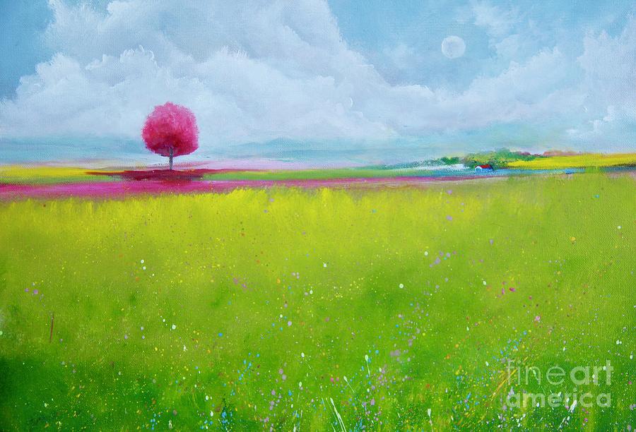 Pink Roble Far Away Painting by Alicia Maury