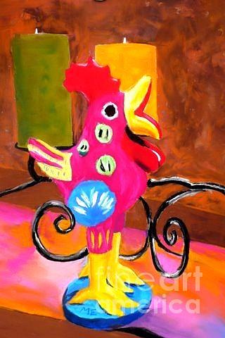 Rooster Painting - Pink Rooster by Melinda Etzold
