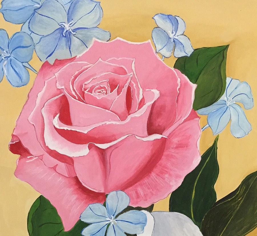 Rose Drawing - Pink Rose-2 by Pushpa Sharma