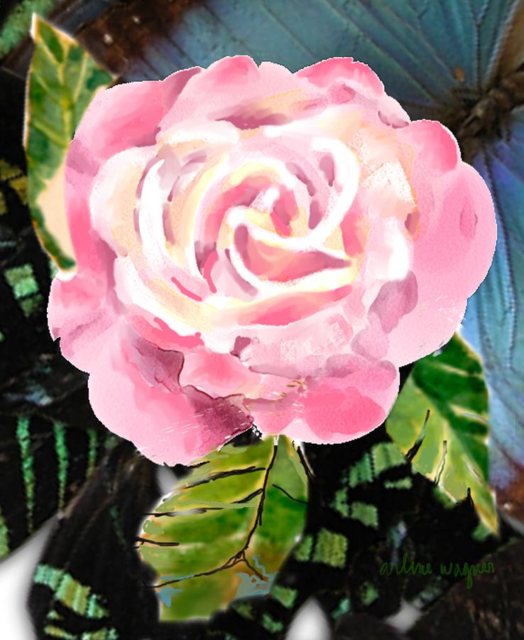 Pink Rose Digital Art by Arline Wagner