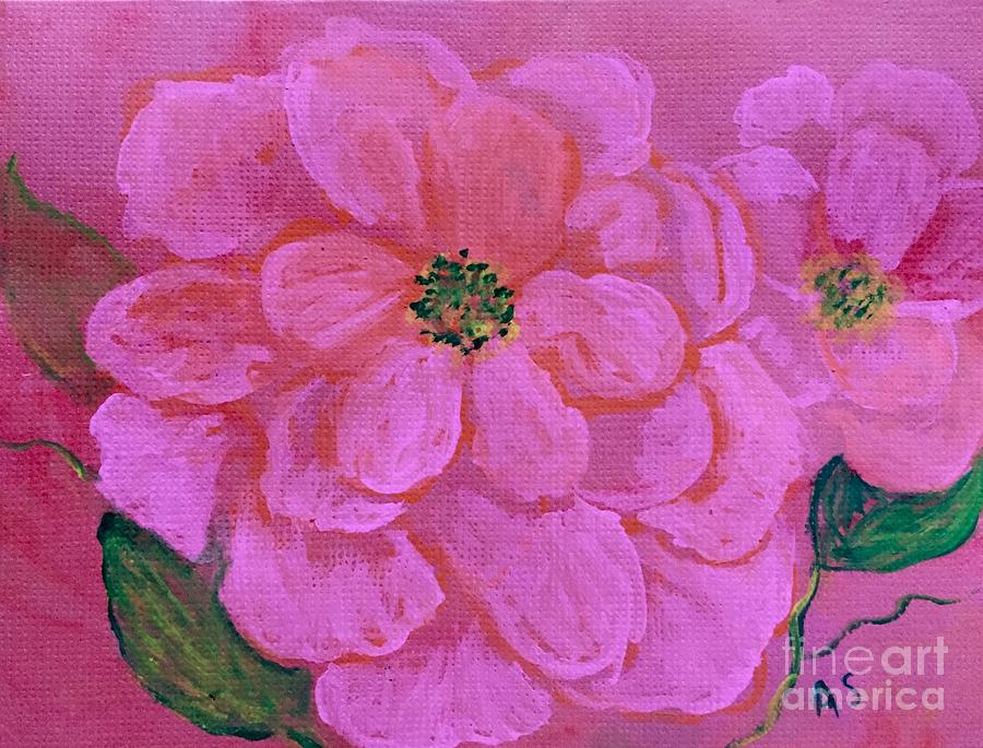 Pink rose flowers Painting by Anne Sands