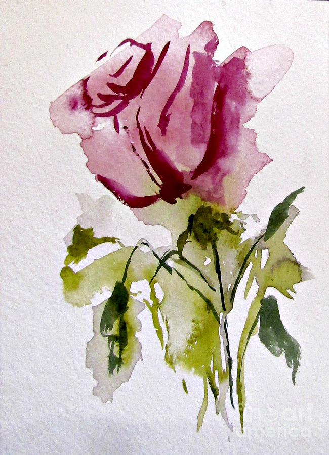 Pink Rose Painting by Janet Cruickshank