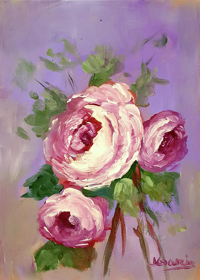 Pink Rose Painting by Janet Garcia