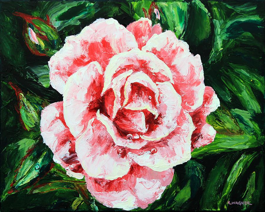 Pink Rose Painting by Karl Wagner
