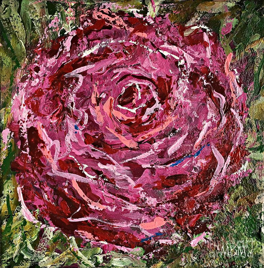 Pink Rose Painting by Mary Mirabal