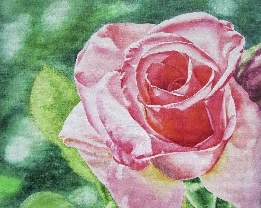 Pink Rose Painting by Olga Tereshchuk