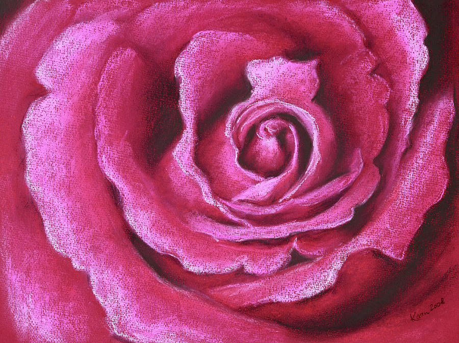 Flower Painting - Pink rose pastel painting by Karen Kaspar