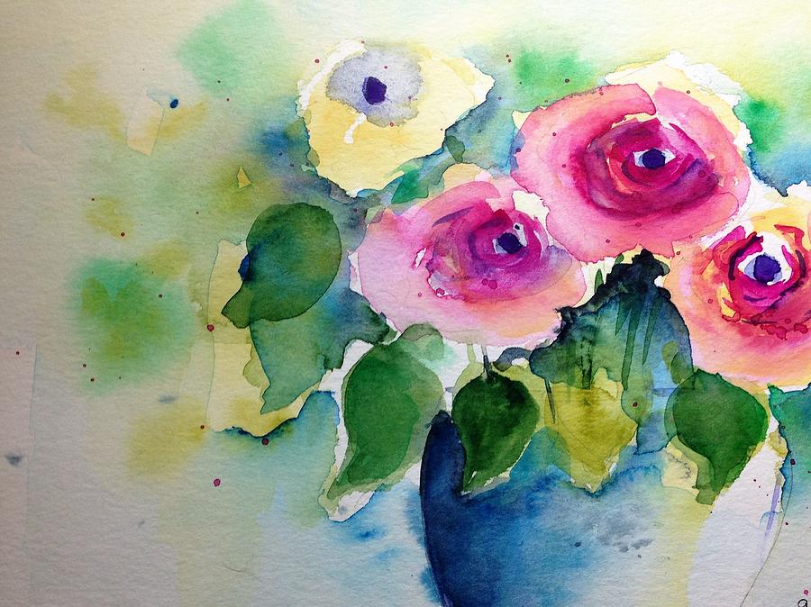 Pink Roses Bouquet Painting by Britta Zehm