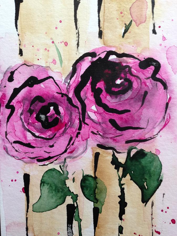 pink Roses Painting by Britta Zehm