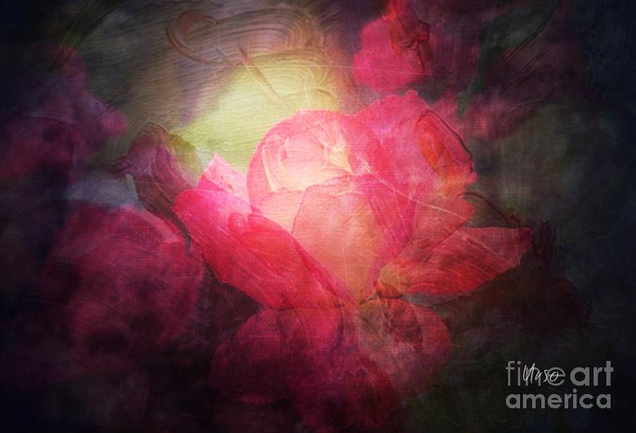 Pink Roses by Moonlight Digital Art by Maria Urso