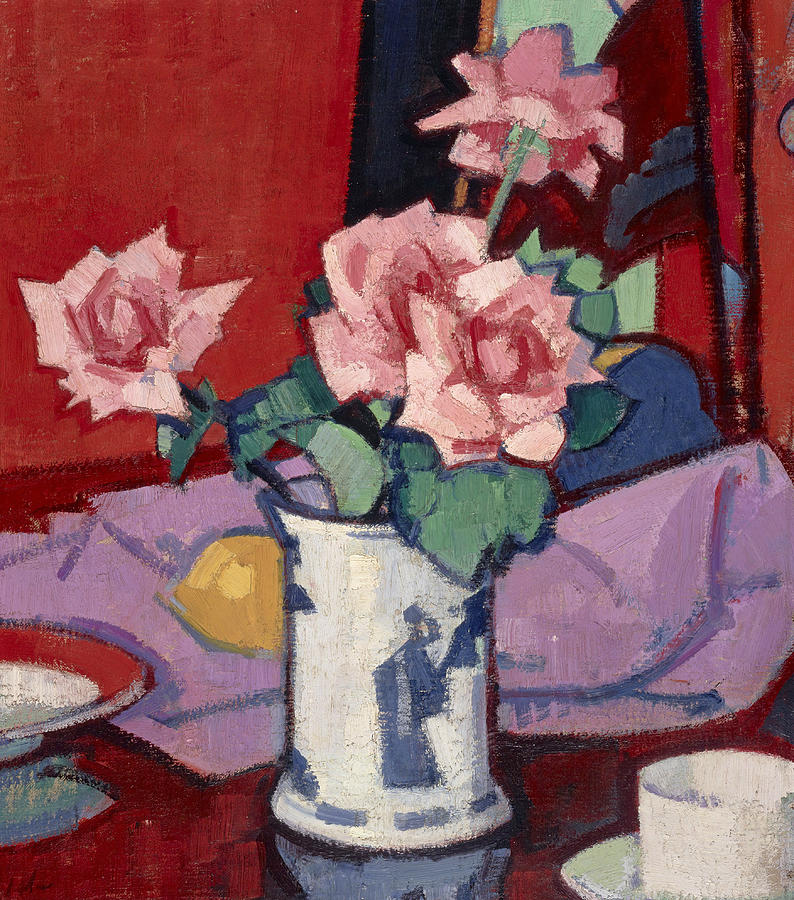 Pink Roses, Chinese Vase Painting by Samuel Peploe
