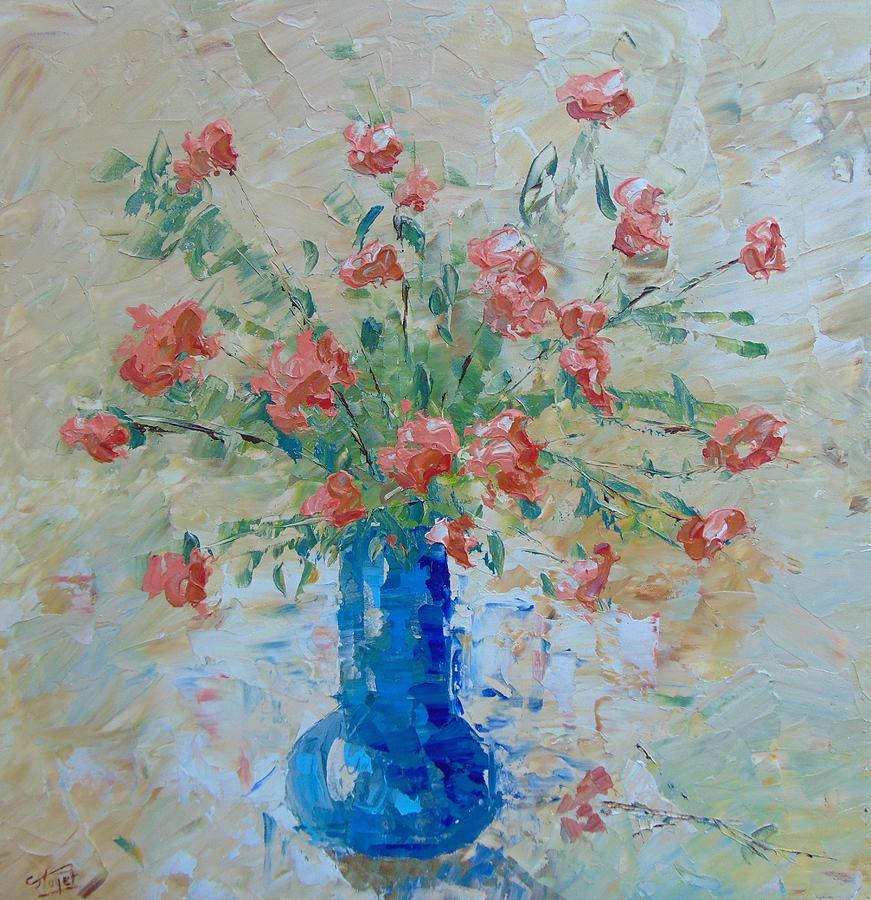 Pink Roses Painting by Frederic Payet